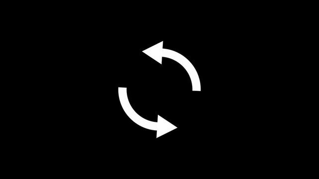 Circular refresh or rotation arrows icon animation. 4k video