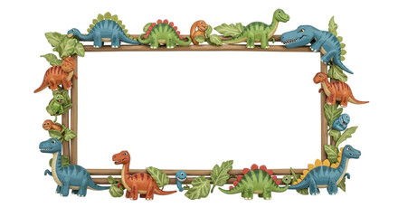 Dinosaur Photo Frame with Leaves and Vines - Cute Border for Kids © AHMAD