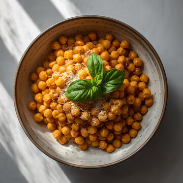 Roasted chickpeas with parmesan and fresh basil