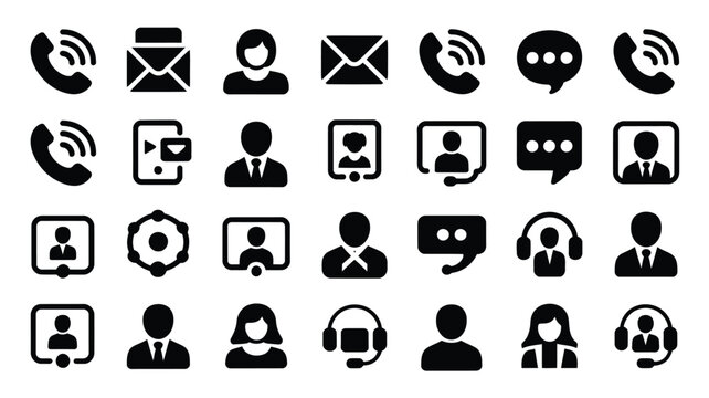 Contact us icons for customer service and online communication in professional business.