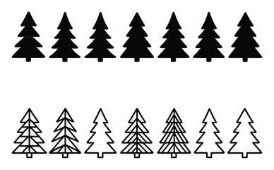 Obraz premium Rows of black and white christmas trees