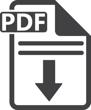 Pdf download icon with a document and arrow