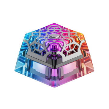 Futuristic RGB keyboard keycap with geometric design