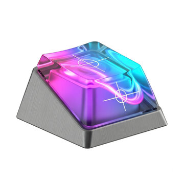 Futuristic keyboard keycap with iridescent glow