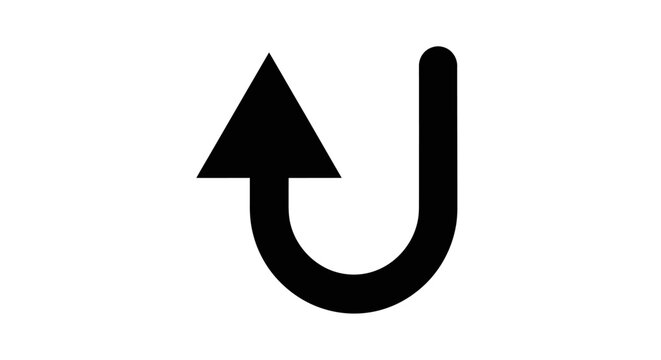 Black Arrow U-Turn Symbol on White Background