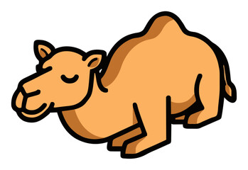 Fototapeta premium Sleeping dromedary camel desert animal vector. Generative AI