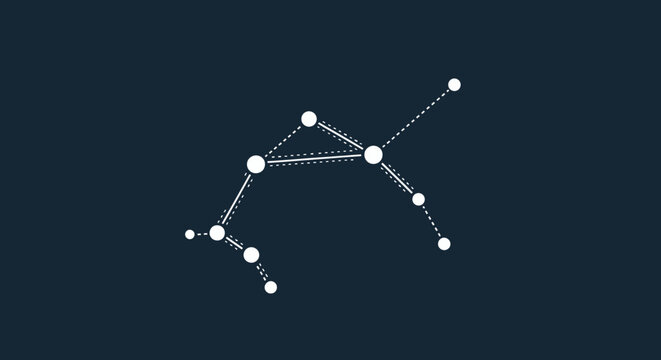Aquarius Zodiac Constellation Line Art on Dark Blue Background