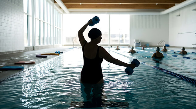 Indoor pool exercise class
