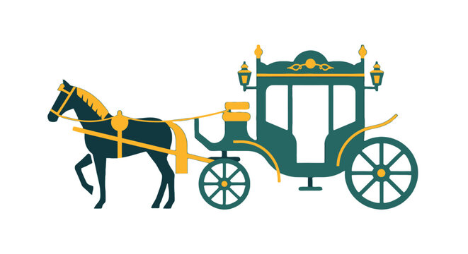 Vintage horse drawn carriage with ornate elegant design elements.