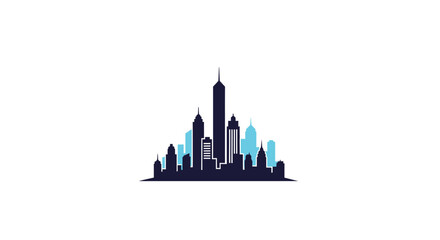 Fototapeta premium Minimalistic Urban Skyline Illustration: Featuring Modern Architecture and Cityscape Silhouettes