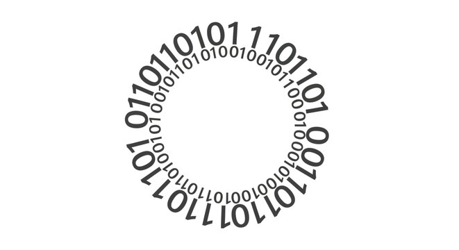 Binary code ring illustration on white background representing digital information flow