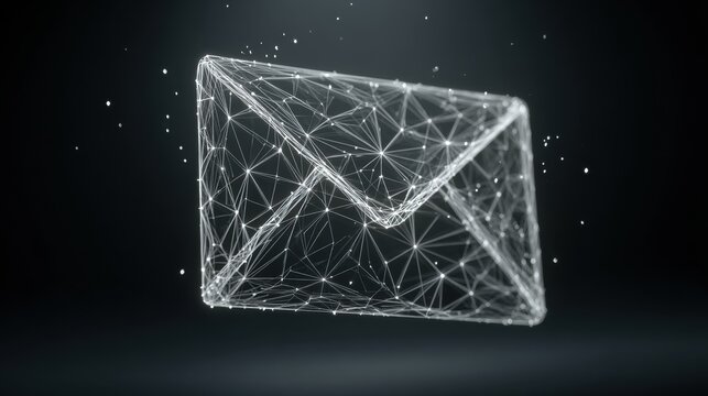 Futuristic Digital Envelope Illustration Showing Connectivity and Communication