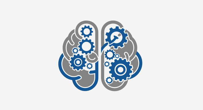 Creative concept of mental processing and cognitive functions with gears inside the human brain