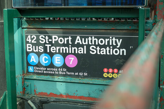 Entrance to the 42nd Street &ndash; Port Authority Bus Terminal subway station in New York, New York, USA, May 14, 2026.