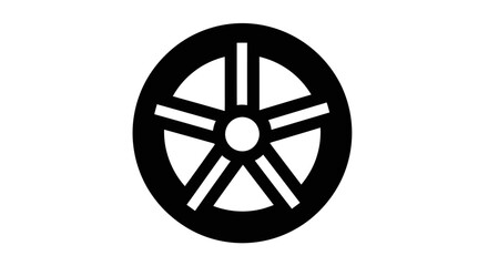 Obraz premium A simple black and white graphic illustration of a circular vehicle wheel rim
