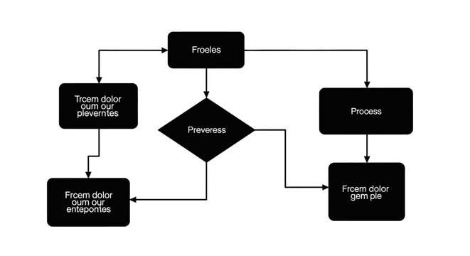 Abstract visual representation of a process diagram with interconnected stages and shapes
