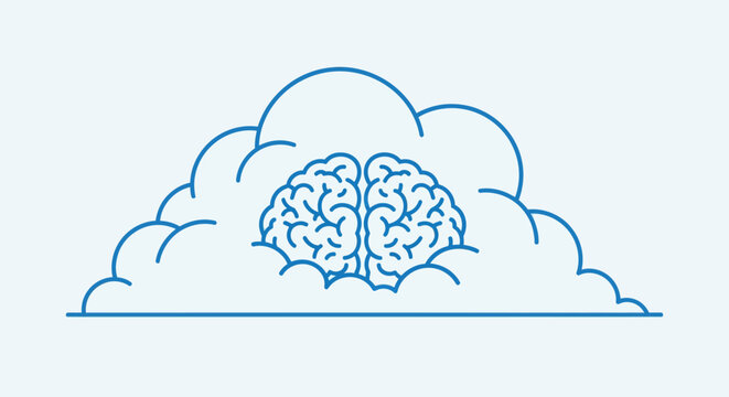 Conceptual illustration depicting mind power, creativity, thoughts, and cognitive functions