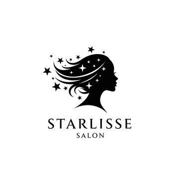 Black Silhouette of Woman with Stars.
