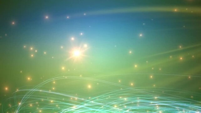 Green light rising particles cool fashion stage background