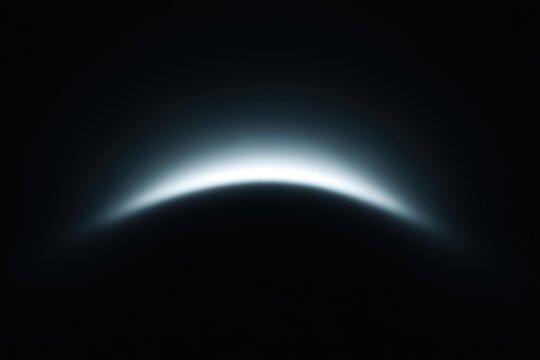 An ethereal gradient curve blending light and shadow, depicting a serene cosmic horizon.