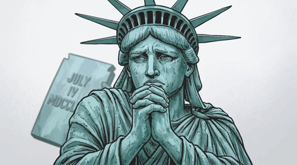 Obraz premium Statue of Liberty, copper icon, freedom symbol, USA monument, green patina