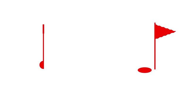 A video showcasing a red musical note flag on a white background