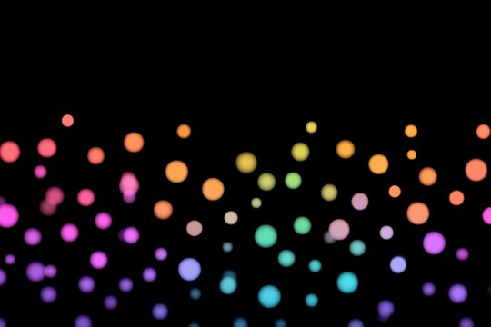 Colorful bokeh circles on a dark background, creating a vibrant and dreamy atmosphere.