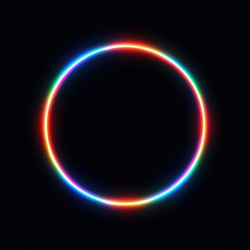A vibrant neon circle glowing against a black background.