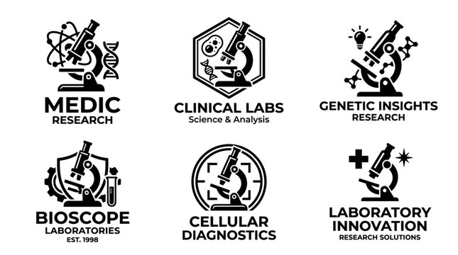 Medical research laboratory equipment logos.
