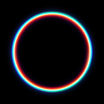 Colorful neon circle glowing against a dark background.
