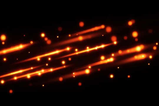 Dynamic orange light streaks on a dark background creating an energetic atmosphere.