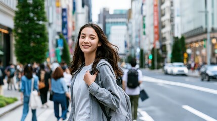 Obraz premium young woman walking on the street