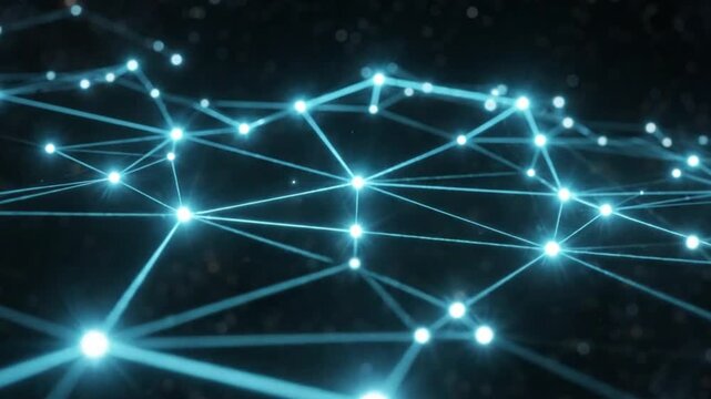 Abstract glowing blue network connections on dark background, technology and data concept