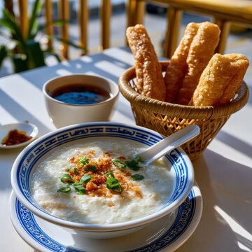 Hong Kong congee with youtiao