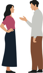 Fototapeta premium Modern man and woman conversation illustration featuring social communication relationship and contemporary lifestyle vector character design artwork