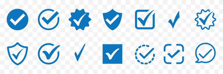 Check tick mark icon set. Cross box x check mark checkbox v list vector draw hand drawn sketch doodle brush marker checklist symbol wrong right circle. Vector Illustration. Blue Tick and Cross Set.Eps © BEST TOP CRAFT