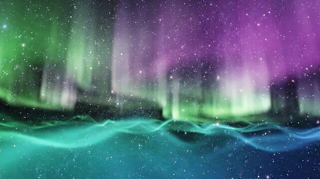 Aurora Borealis Over Icy Landscape Northern Lights