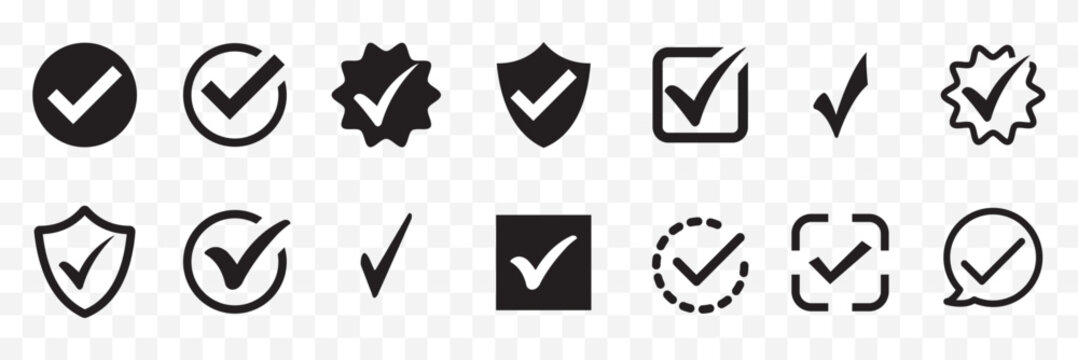 Check and cross icons in circle shapes shown in solid and outline styles, ideal for UI menus, forms, lists, alerts, options, confirmation tools, selection boxes,and status displays.Red,Green,Black Set