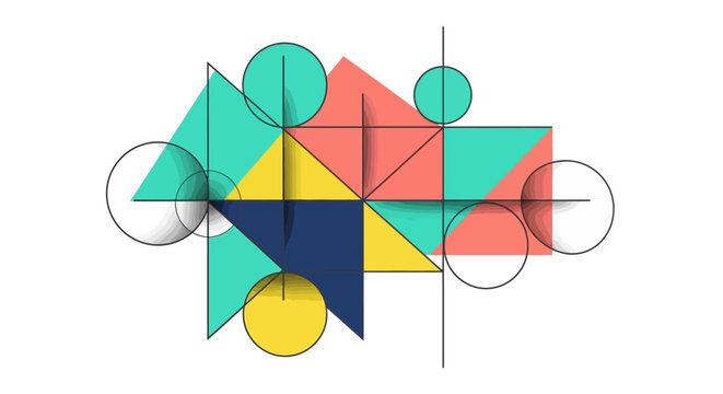 Geometric Composition: A Colorful, Abstract Design with Circles and Shapes