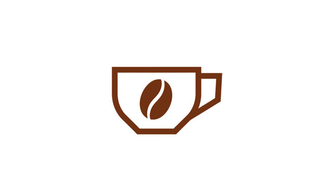 Minimalist coffee cup logo design featuring a stylized coffee bean icon for branding.