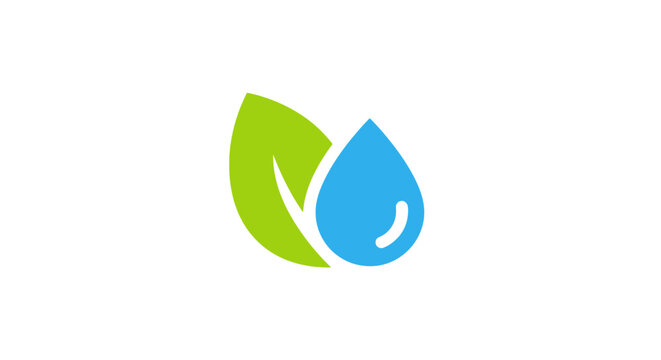 Minimalist graphic of a leaf and waterdrop symbol for eco-friendly or health concepts