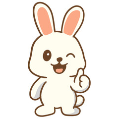 Obraz premium Illustration of a cute white rabbit giving a thumbs-up