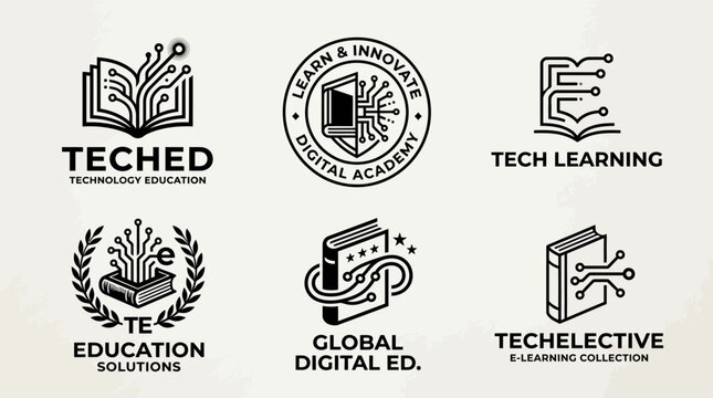 Education logos and digital icons.
