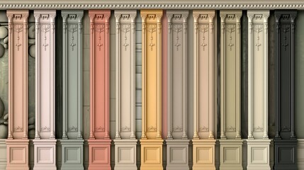 Obraz premium Multi-colored classical wall pilasters in row for interior design