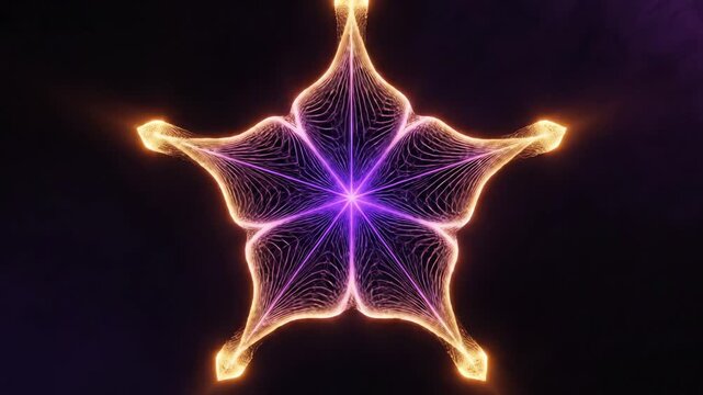 Glowing purple and orange star shape.