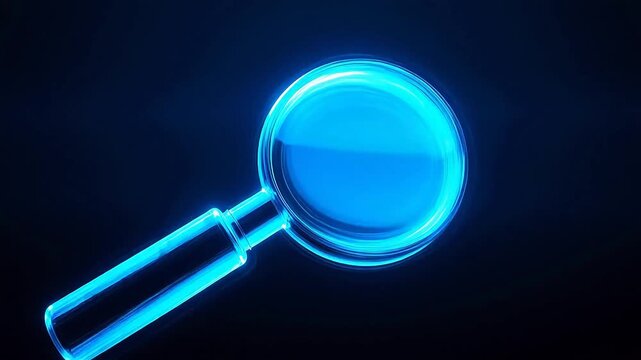 Magnifying Glass Icon Scan with Glowing Reflections
