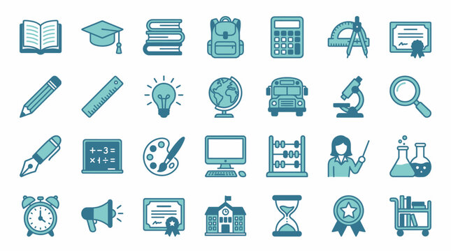 Academic Learning and Online Course Line Icons Collection