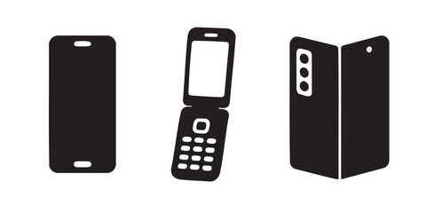 Black Silhouette Set of Mobile Phones and Devices © Wimas