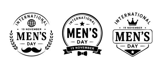 Fototapeta premium International Mens Day Badge Set Vintage Silhouette Logo Graphic Elements