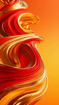 Abstract flowing art with red and yellow waves